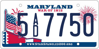 MD license plate 5AD7750