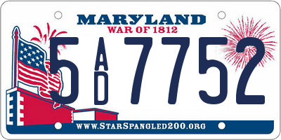 MD license plate 5AD7752