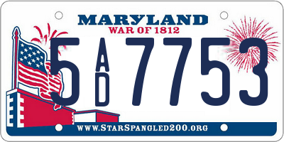 MD license plate 5AD7753