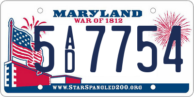 MD license plate 5AD7754