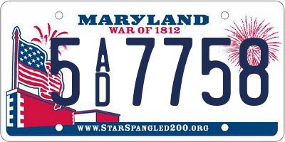 MD license plate 5AD7758