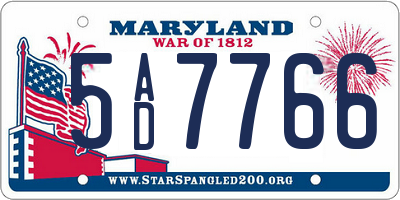 MD license plate 5AD7766