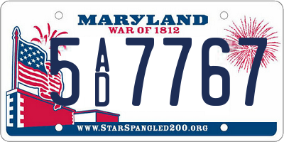 MD license plate 5AD7767