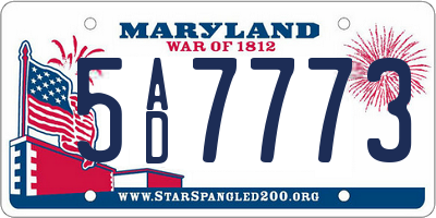 MD license plate 5AD7773