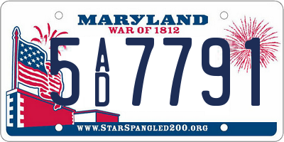 MD license plate 5AD7791