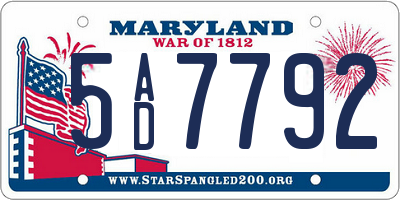 MD license plate 5AD7792