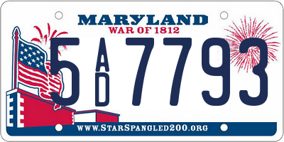 MD license plate 5AD7793