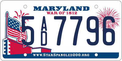 MD license plate 5AD7796