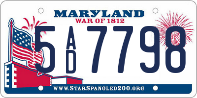 MD license plate 5AD7798
