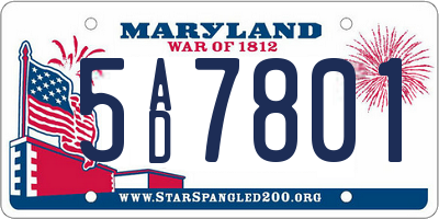 MD license plate 5AD7801