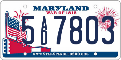 MD license plate 5AD7803
