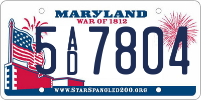 MD license plate 5AD7804