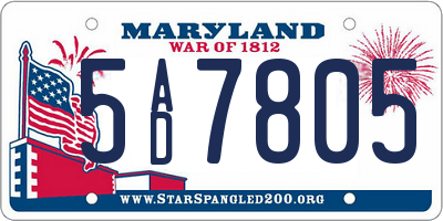MD license plate 5AD7805