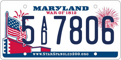 MD license plate 5AD7806