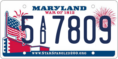 MD license plate 5AD7809