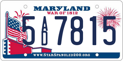 MD license plate 5AD7815