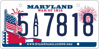 MD license plate 5AD7818