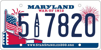 MD license plate 5AD7820