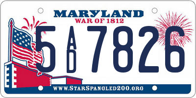 MD license plate 5AD7826