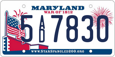 MD license plate 5AD7830
