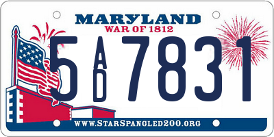 MD license plate 5AD7831
