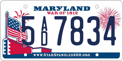 MD license plate 5AD7834