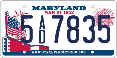 MD license plate 5AD7835