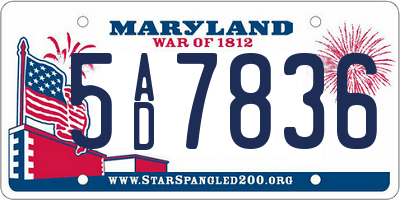 MD license plate 5AD7836