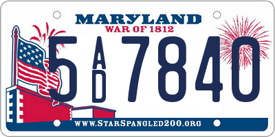 MD license plate 5AD7840