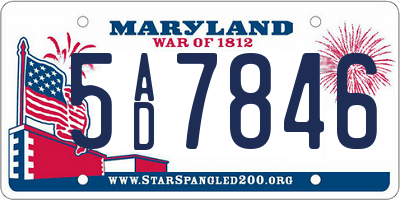MD license plate 5AD7846
