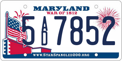 MD license plate 5AD7852