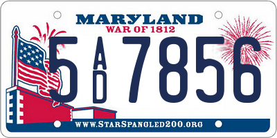 MD license plate 5AD7856
