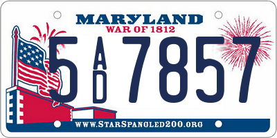 MD license plate 5AD7857