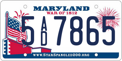 MD license plate 5AD7865