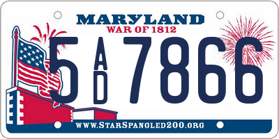 MD license plate 5AD7866