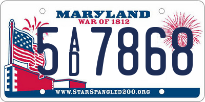 MD license plate 5AD7868