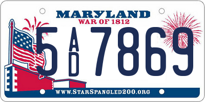 MD license plate 5AD7869