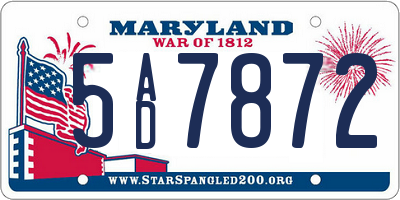 MD license plate 5AD7872