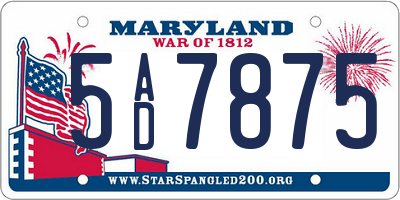 MD license plate 5AD7875