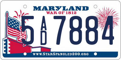 MD license plate 5AD7884
