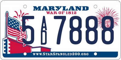 MD license plate 5AD7888