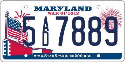 MD license plate 5AD7889