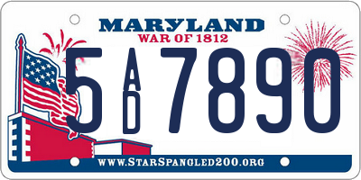 MD license plate 5AD7890