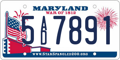 MD license plate 5AD7891