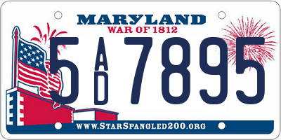 MD license plate 5AD7895