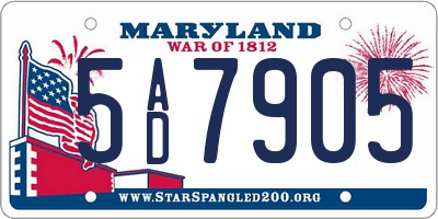 MD license plate 5AD7905