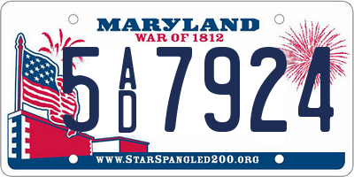 MD license plate 5AD7924