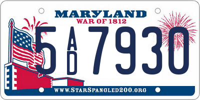 MD license plate 5AD7930