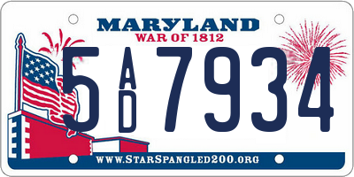 MD license plate 5AD7934