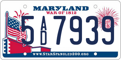 MD license plate 5AD7939